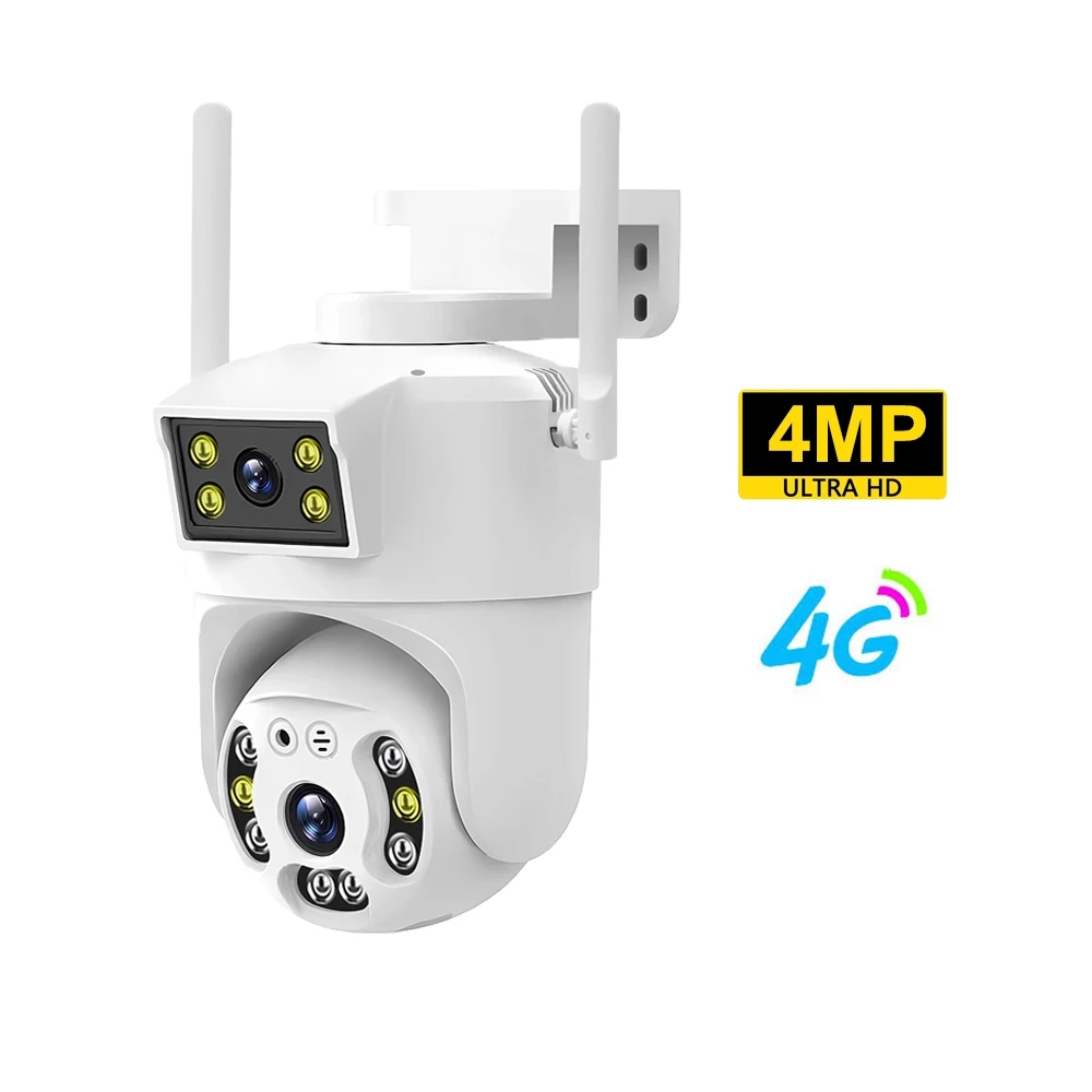 DL08 Dual Lens V380 Outdoor Security 4G/WIFI IP PTZ Camera